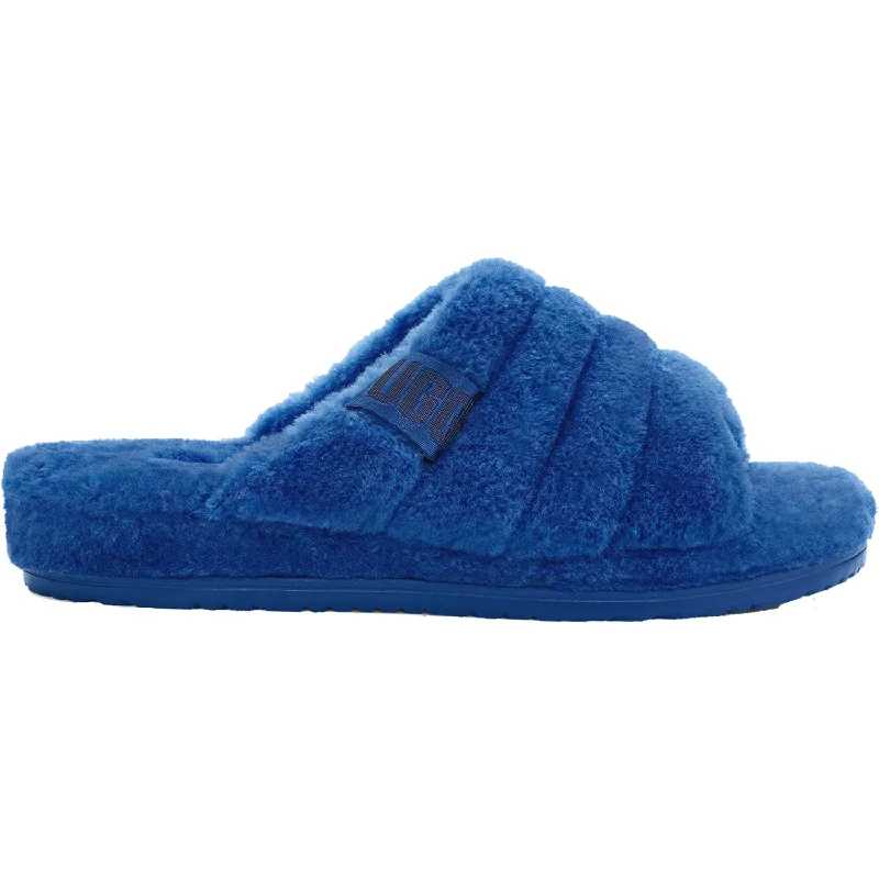 high end slippers-  slippers for winter nights at home-Men's UGG Fluff You Classic Blue Wool