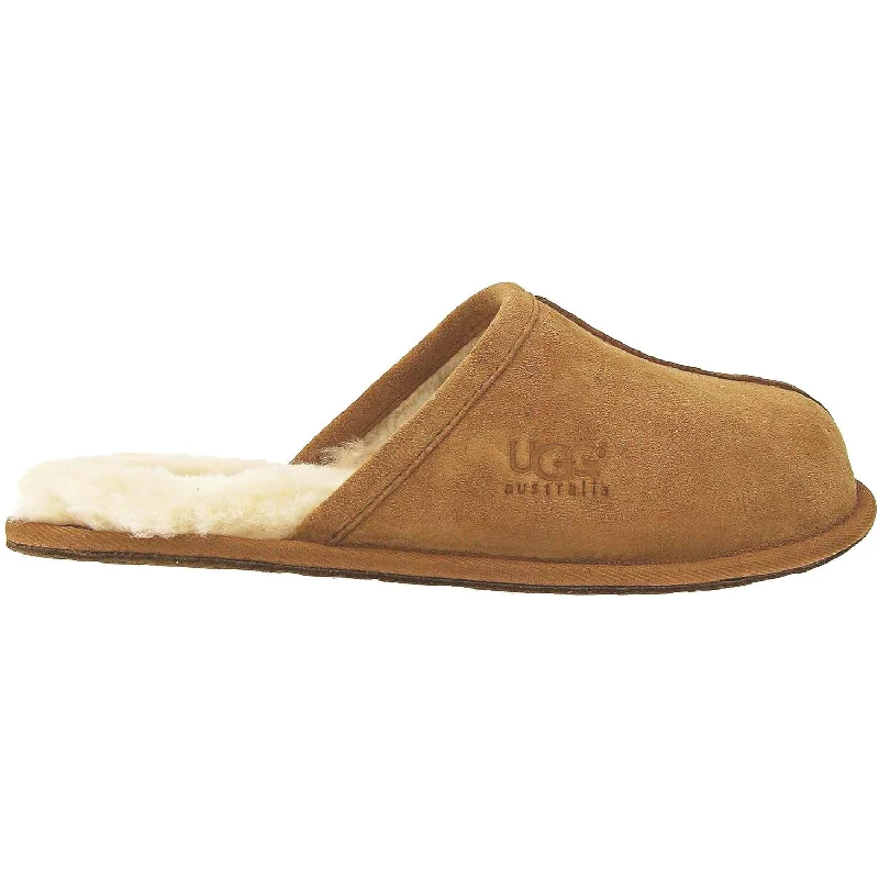 breathable soft slippers-  slippers for indoor comfort and style-Men's UGG Scuff Chestnut Suede/Sheepskin