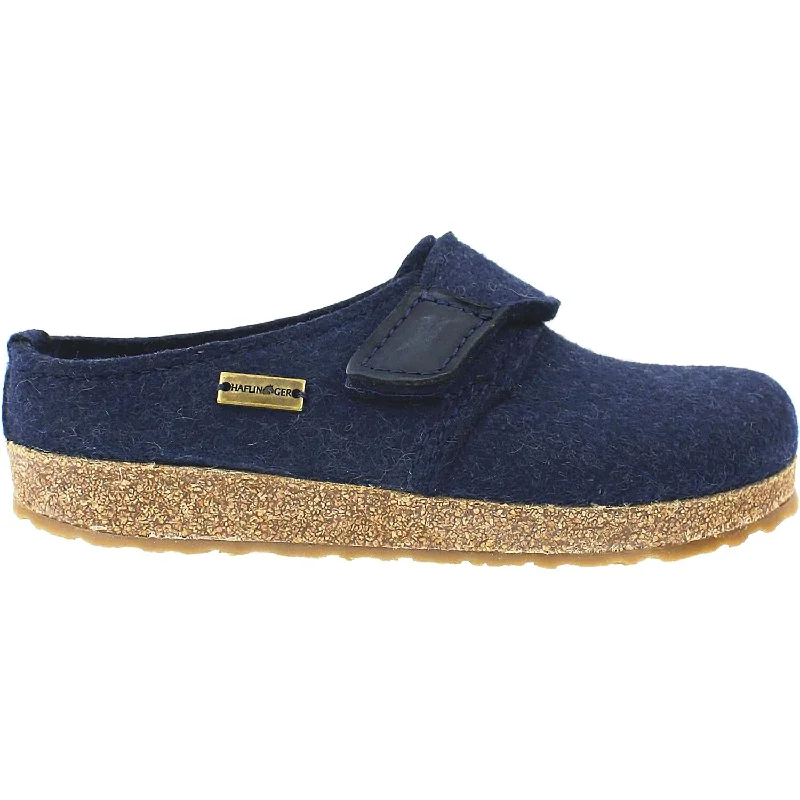 extra soft slippers-  slippers for evening relaxation-Unisex Haflinger Journey Captains Blue Wool