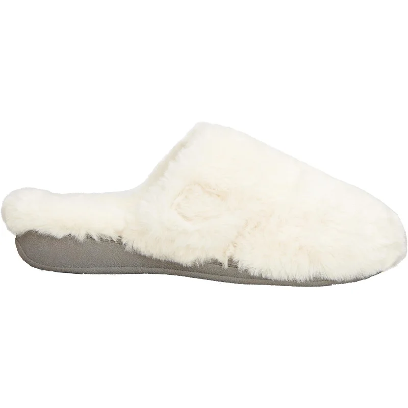 comfortable lightweight slippers-  slippers with cute animal design-Women's Vionic Gemma Plush Ivory Faux Fur