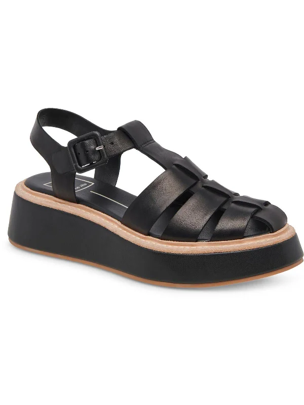 sandals for relaxation-  Wide fit sandals for comfort-TRISTY Womens Leather Ankle Strap Flatform Sandals