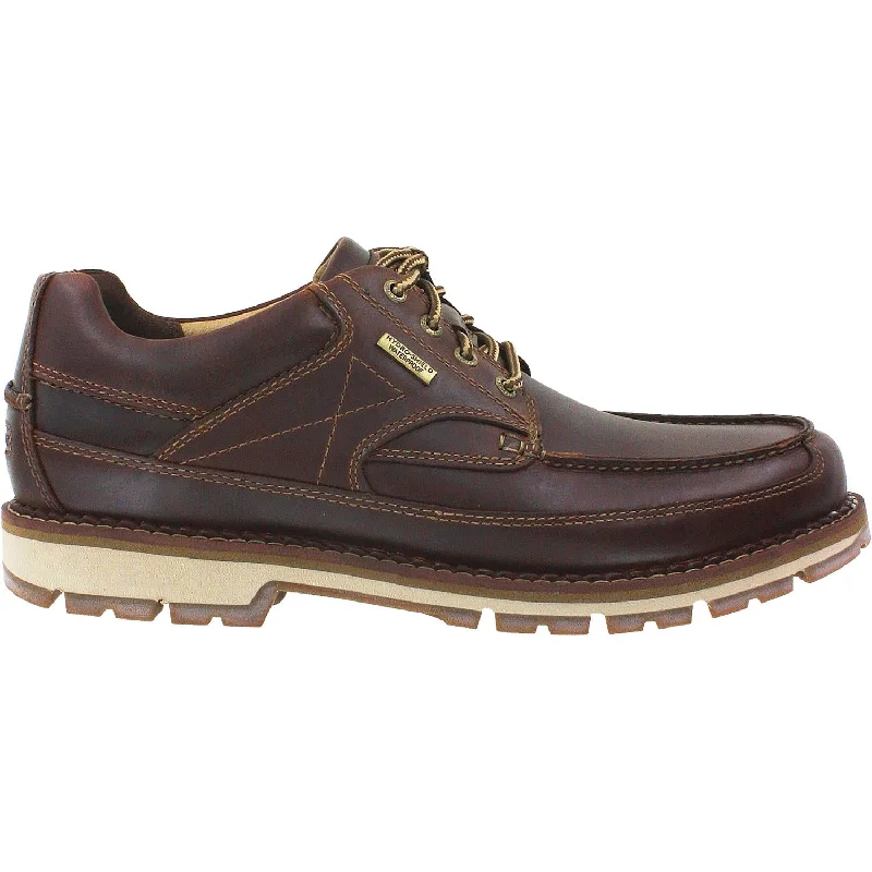 casual shoes for evening parties-Casual shoes for summer day trips-Men's Rockport Centry Moc Toe Oxford Brown Leather