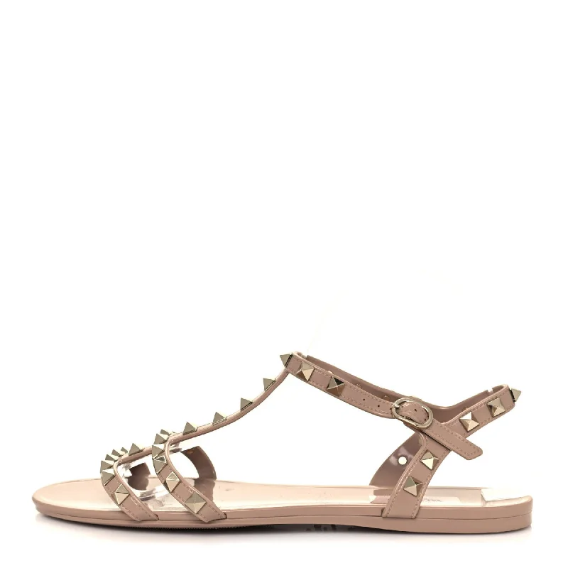 sandals for poolside relaxation-  Sandals for walking on rough terrain-Valentino Garavani Rubber Rockstud Flat Sandals