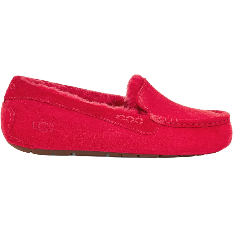 soft plush slippers-  slippers for ultimate cozy winter nights-Women's UGG Ansley Samba Red Suede