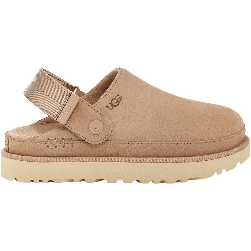 mules-&-clogs-with-extra-flexibility-Clogs-with-cushioned-footbed-Women's UGG Goldenstar Clog Driftwood Suede