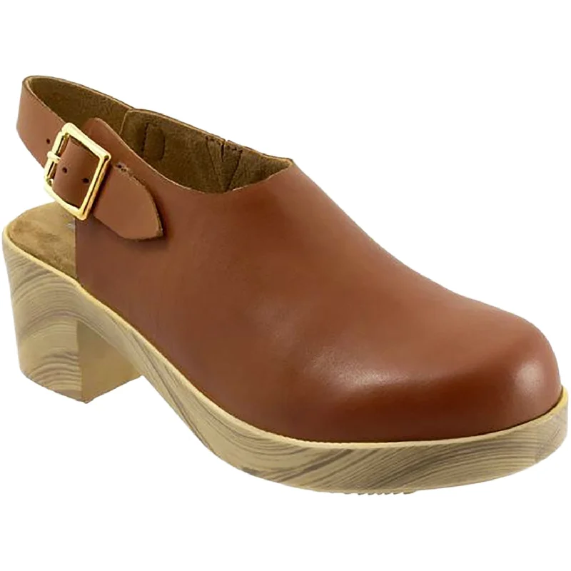 mules-&-clogs-with-elegant-finish-Women's-mules-Women's Soft Walk Fairbanks Luggage Leather