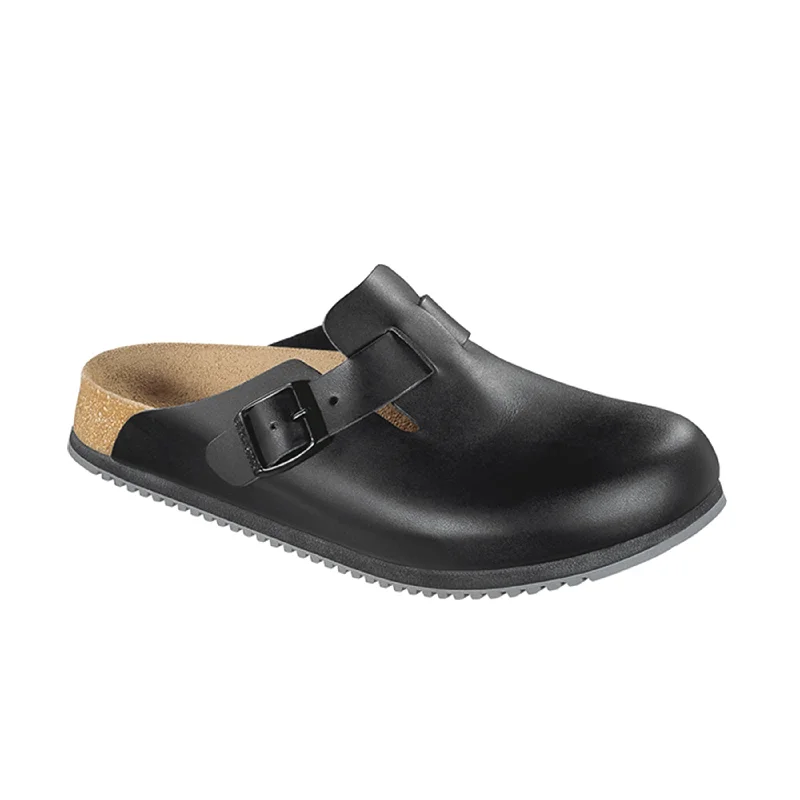 mules-&-clogs-with-faux-fur-lining-Leather-clogs-with-arch-support-Boston Supergrip Black Smooth Leather