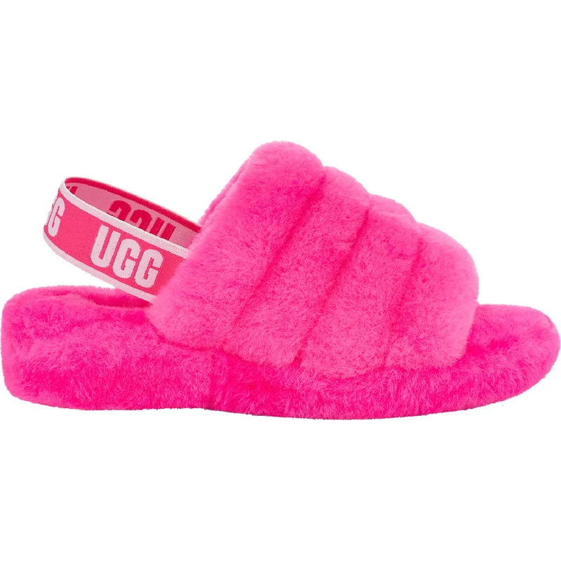 home slippers for winter-  slippers with cushioned top for extra comfort-Women's UGG Fluff Yeah Slide Taffy Pink Sheepskin