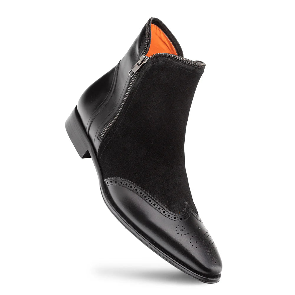 boots for wide feet-  Mezlan Camiller 21343 Black Calf/Suede Zip Boots