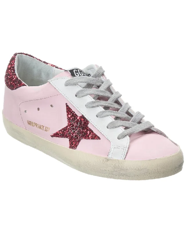 athletic shoes for plyometric training-  Shoes for sprinting with lightweight yet supportive build-Comfortable sandals for casual beach days-Golden Goose Superstar Leather & Glitter Sneaker