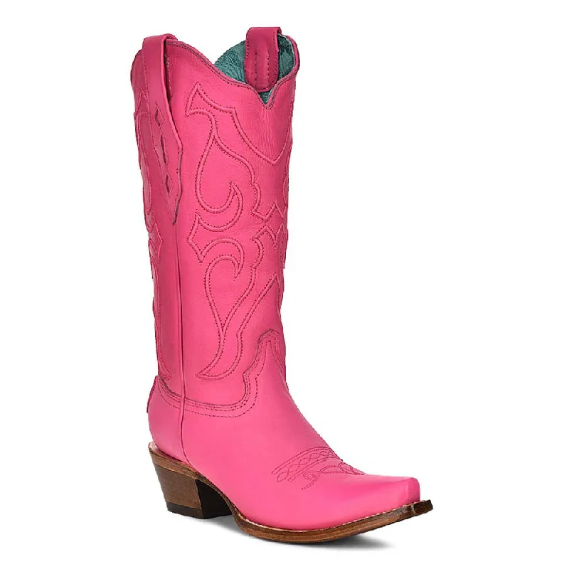 boots for busy women-  Corral Women’s Snip Toe Fuchsia Pink Embroidered Boots