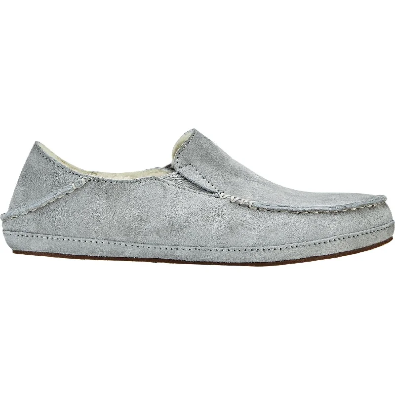 orthopedic slippers-  slippers for casual wear-Women's OluKai Nohea Slipper Pale Grey/Pale Grey Nubuck