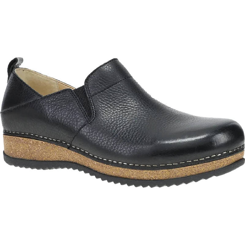 mules-&-clogs-with-cozy-warmth-Comfortable-mules-with-heel-Women's Dansko Meara Black Waxy Milled Leather