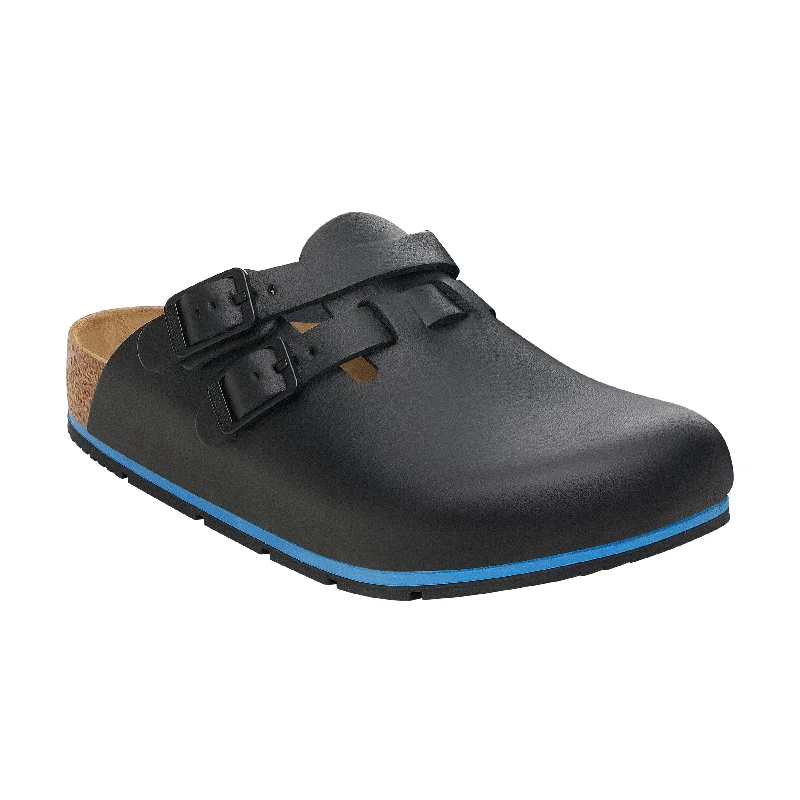 mules-&-clogs-for-walking-long-distances-Stylish-heel-mules-for-office-Kay Pro Black PU Coated Natural Leather