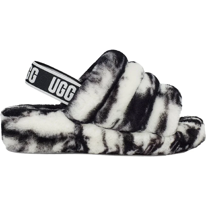 stylish slippers-  slippers for ultimate winter protection-Women's UGG Fluff Yeah Slide Marble Black Sheepskin