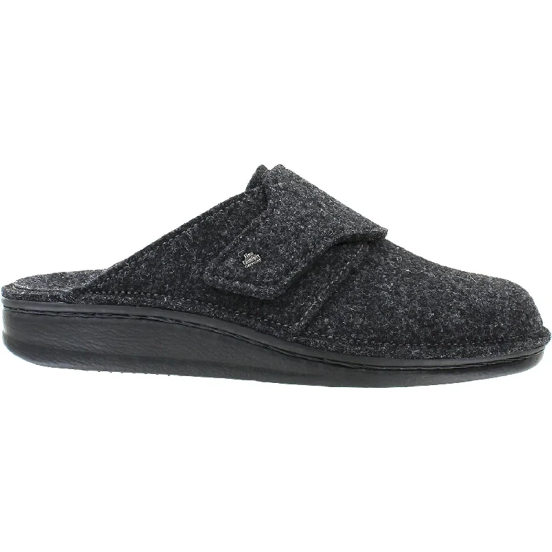 mules-&-clogs-with-reinforced-heel-Clogs-with-flower-design-Men's Finn Comfort Tirol Anthracite Wool