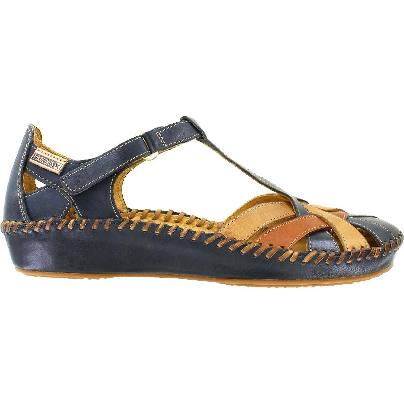 casual shoes for smooth walks-Casual shoes for standing all day at work-Women's Pikolinos P. Vallarta 655-0732C5 Navy/Brandy Leather