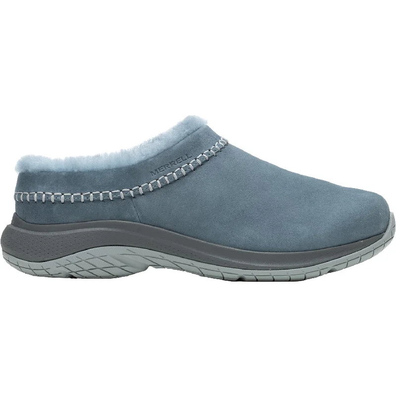 fuzzy home slippers-  slippers with cushioned footbed-Women's Merrell Encore Ice 5 Stonewash Suede