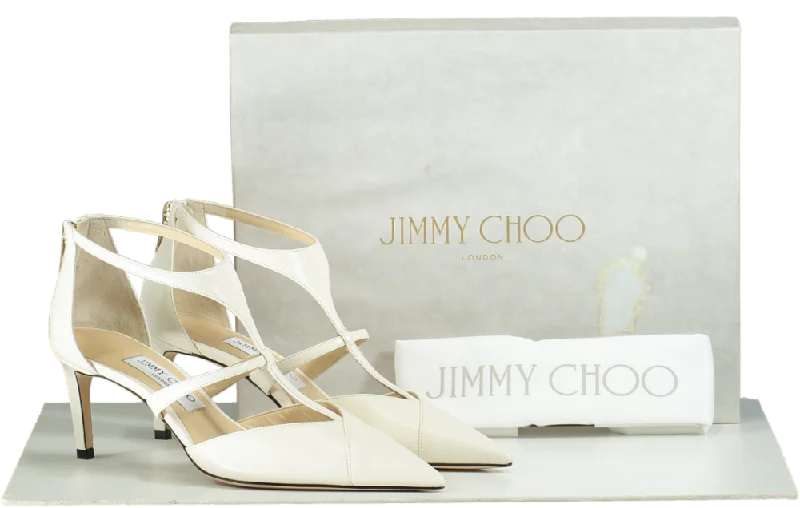 Jimmy Choo Latte SAONI 65 Nappa Leather Heels EU 38 UK 5