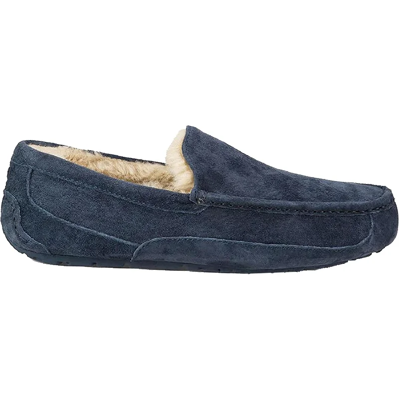 warm fur slippers-  slippers for morning comfort-Men's UGG Ascot New Navy Suede