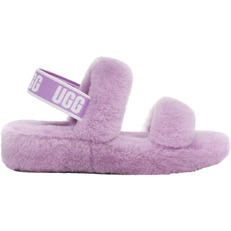 plush slippers-  slippers for all-day foot care-Women's UGG Oh Yeah Lilac Bloom Sheepskin