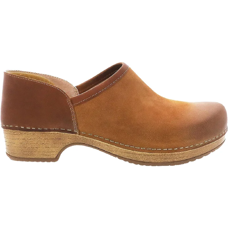 mules-&-clogs-with-luxurious-feel-Clogs-for-pain-relief-Women's Dansko Brenna Tan Burnished Suede