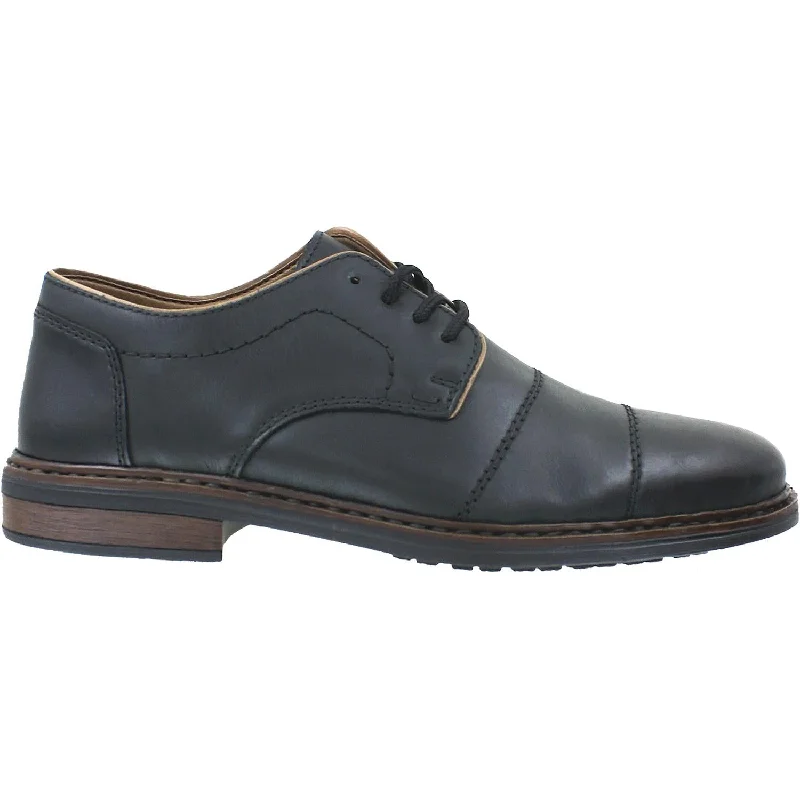 casual shoes for light hiking-Casual shoes for sightseeing and walking-Men's Rieker 17623-00 Dustin Black Leather