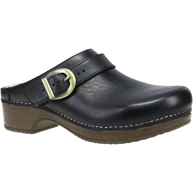 mules-&-clogs-with-chunky-design-Wooden-clogs-Women's Dansko Baylor Black Calf Leather