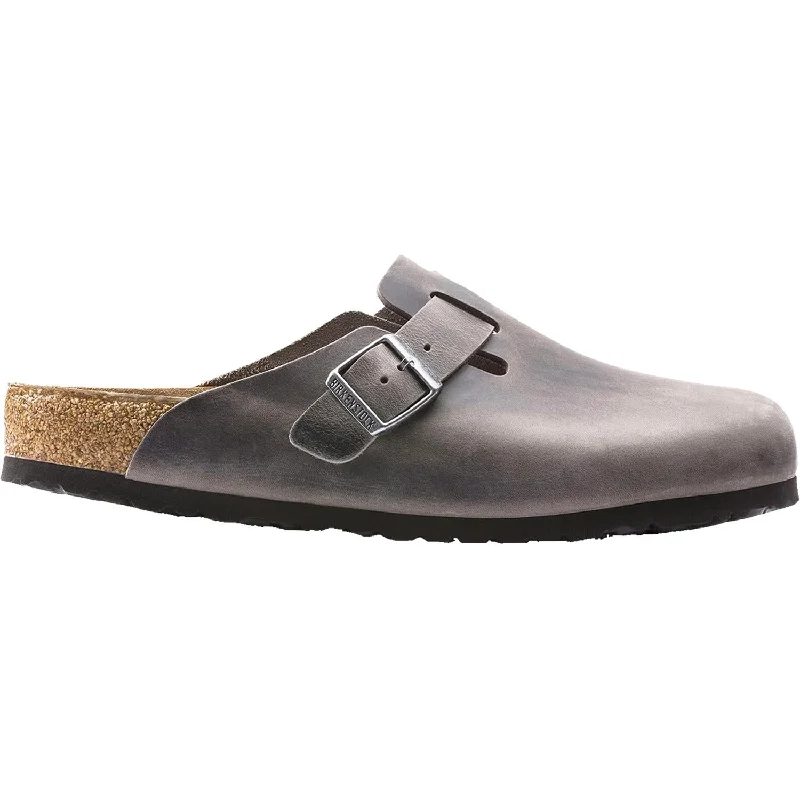 mules-&-clogs-with-earthy-tones-Clogs-for-all-weather-Unisex Birkenstock Boston Iron Oiled Leather