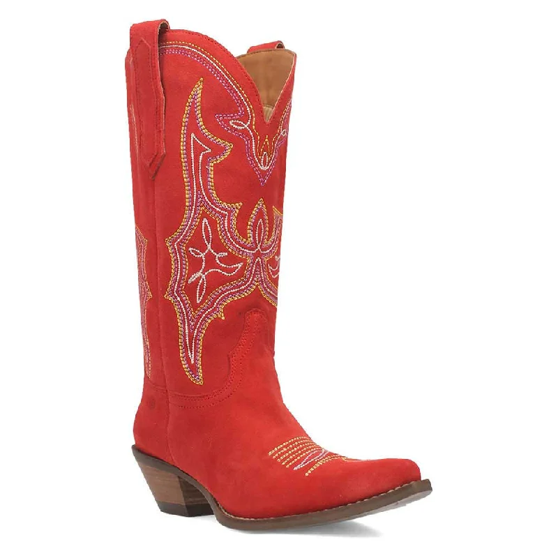 boots with zipper-  Dingo's Hot Sauce Red Snip Toe Suede Leather Boots