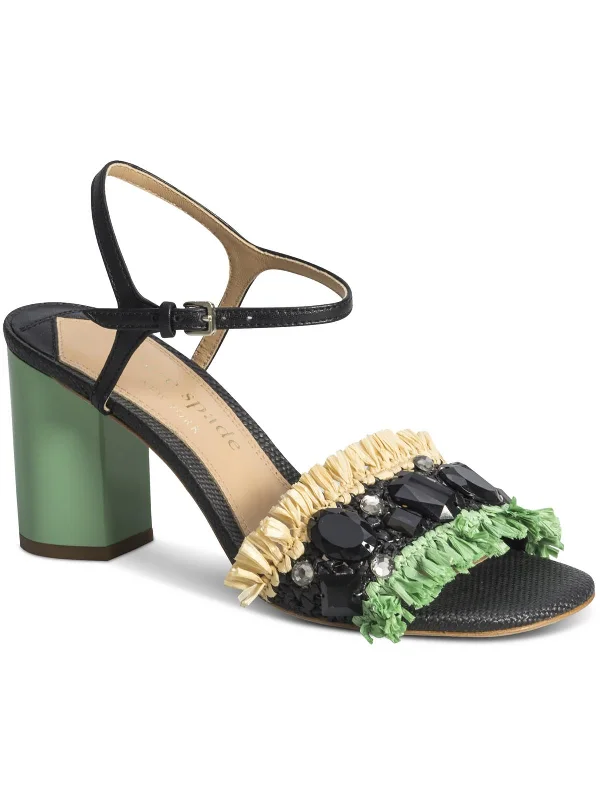 sandals with side buckle-  Comfortable sandals for taking leisurely walks-Bora Bora Womens Raffia Embellished Heels