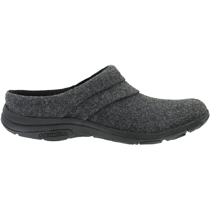 mules-&-clogs-with-thick-support-Leather-mules-with-cushion-Women's Merrell Dassie Stitch Slide Black Wool