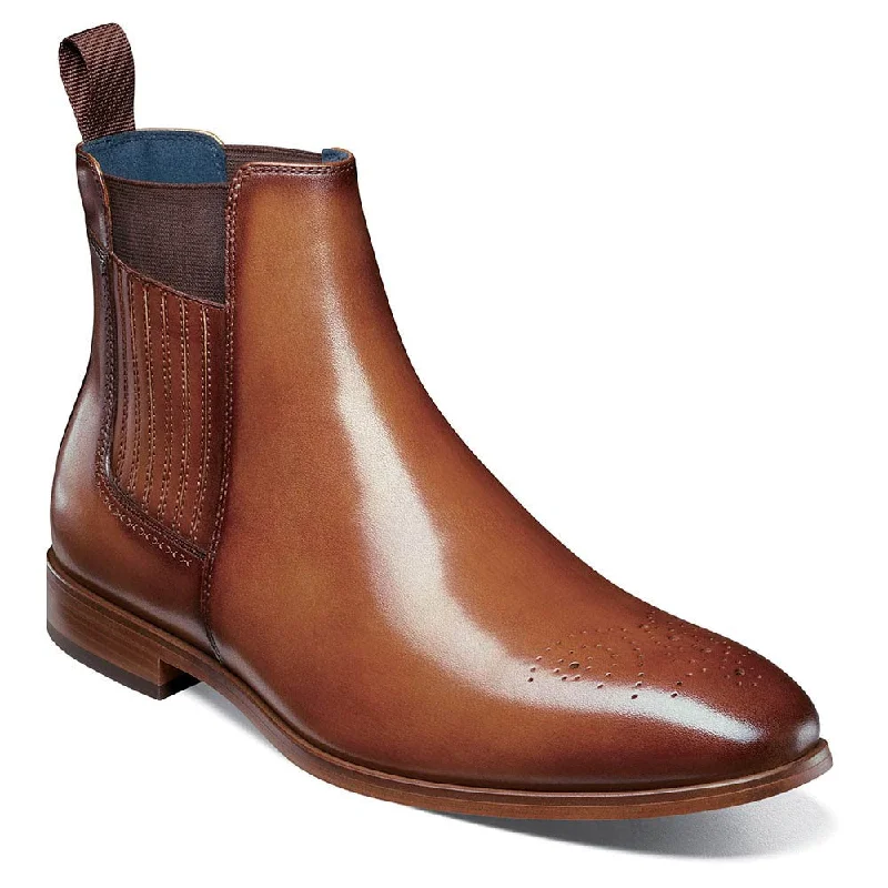 boots for women-  Stacy Adams Bradley Tan Men’s Plain Toe Chelsea Boots