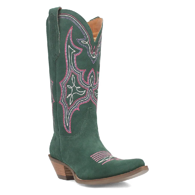 boots for workwear-  Dingo's Hot Sauce Green Snip Toe Suede Leather Boots