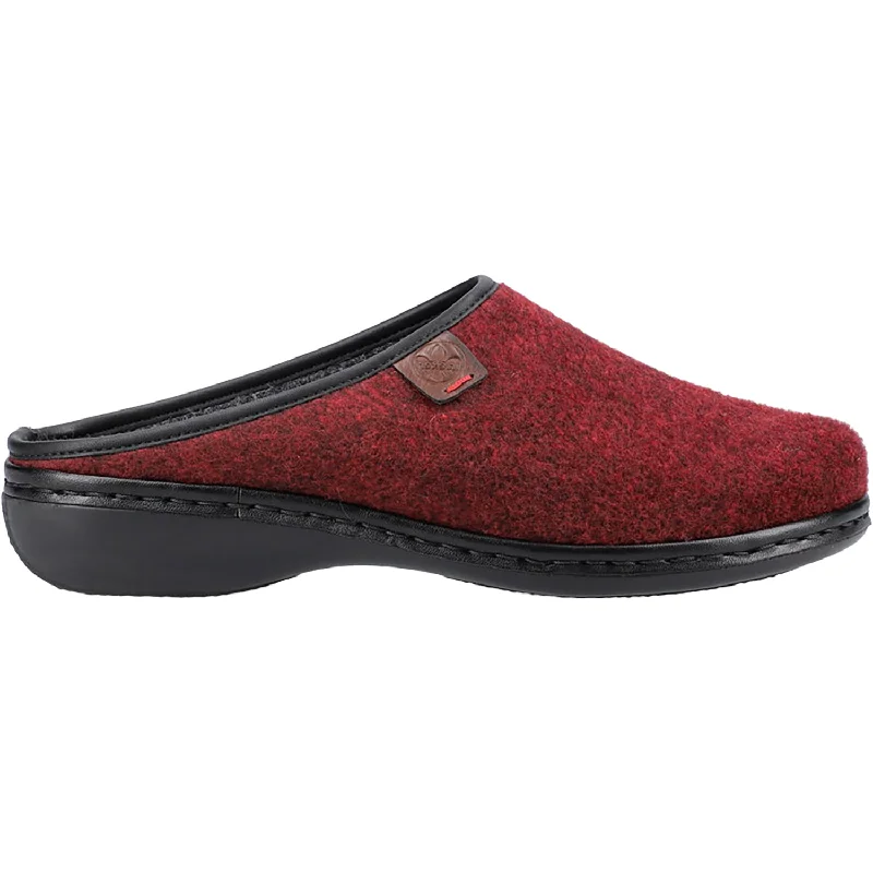 mules-&-clogs-with-anti-slip-sole-Clogs-with-narrow-fit-Women's Rieker 659A4-35 Regina A4 Bordeaux/Brown Felt