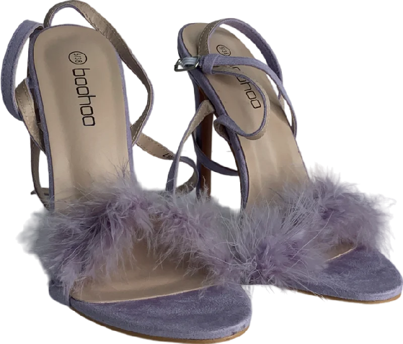 boohoo Purple Feather Trim 2 Part Stilettos UK 5 EU 38 👠