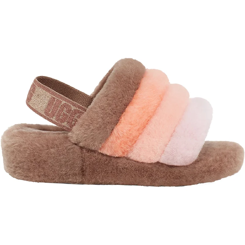 slippers with anti slip sole-  slippers with comfortable padded lining-Women's UGG Fluff Yeah Slide Beachwood Multi Sheepskin