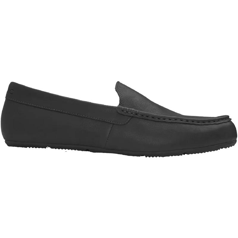 cozy winter slippers-  slippers for wearing with pajamas-Men's Vionic Tompkin Black Leather