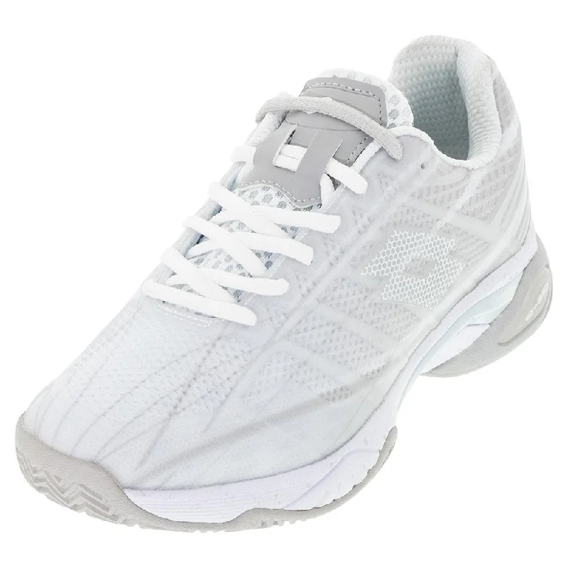 Women's Mirage 300 Clay Tennis Shoes All White and Silver Metal 2