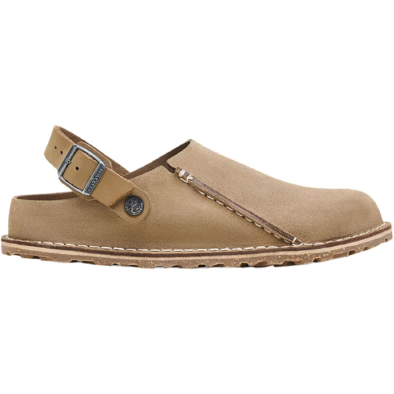 mules-&-clogs-with-adjustable-strap-Mules-with-chunky-heel-for-casual-Men's Birkenstock Lutry Gray Taupe Suede