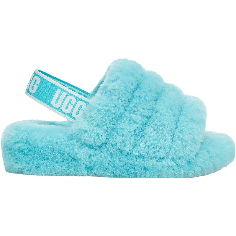 trendy home slippers-  slippers for soft feet indoors-Women's UGG Fluff Yeah Slide Clear Water Sheepskin