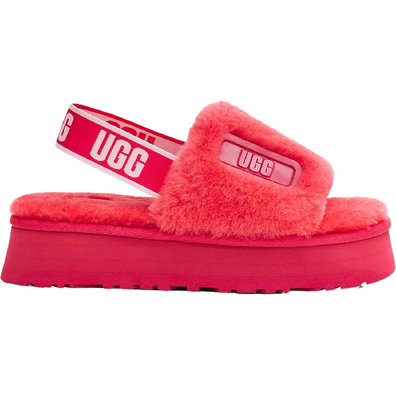 wide fit slippers-  slippers for winter relaxation and coziness-Women's UGG Disco Slide Hibiscus Pink Sheepskin