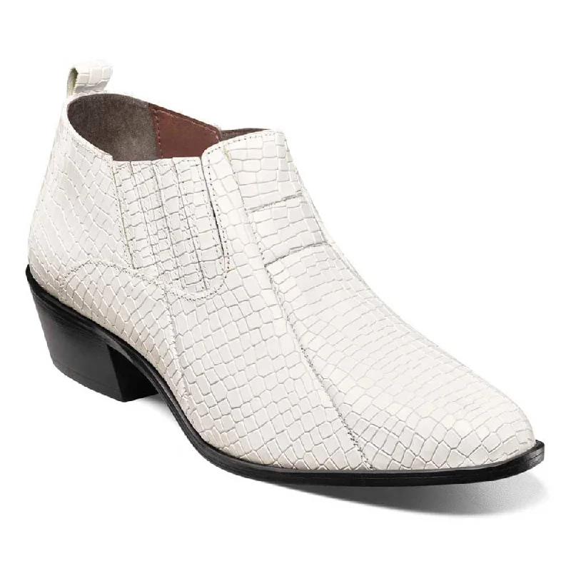 boots with chunky heels-  Stacy Adams SANDOVAL White Cuban Heeled Boots