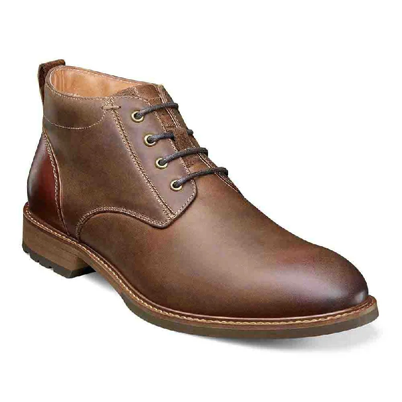 boots for jeans-  Florsheim Brown Crazy Horse Lodge Plain Toe Chukka Boots