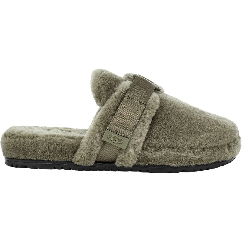 house slippers for women non slip-  slippers with trendy designs for comfort-Men's UGG Fluff It Burnt Olive Fluff Wool