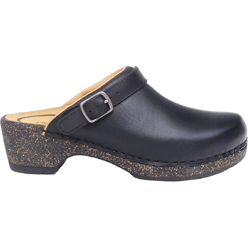 mules-&-clogs-with-retro-style-High-quality-clogs-with-heel-Women's Aetrex Beckie Black Leather