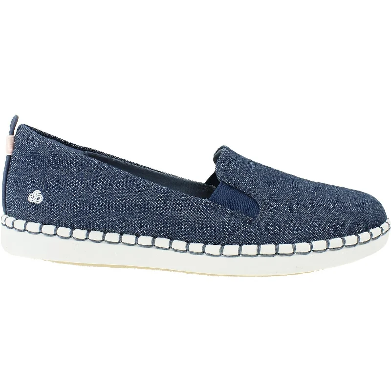 casual shoes for vacation-Casual shoes for work events-Women's Clarks CS Step Glow Slip Denim Canvas