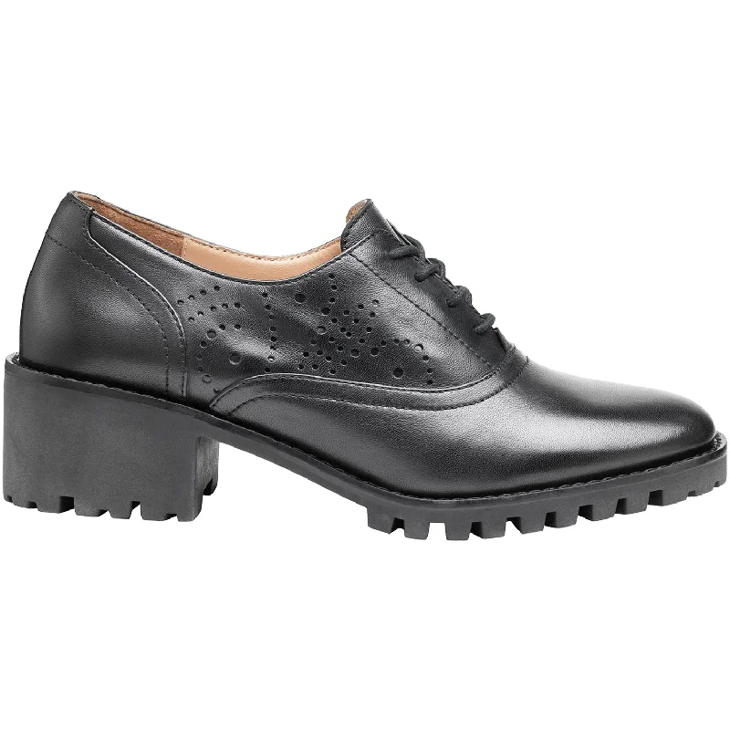 casual shoes for big feet-Stylish casual shoes for evenings out-Women's Johnston & Murphy Alice Brogue Oxford Black Glove Leather