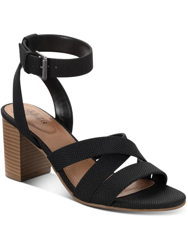 sandals with statement design-  Sandals for all-day comfort at the beach-Sabinaa Womens Faux Leather Strappy Block Heels