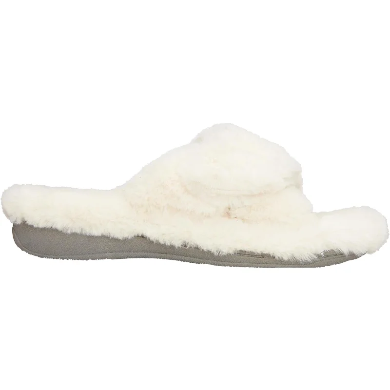 best house slippers for winter-  slippers for holiday gift-giving-Women's Vionic Relax Plush Ivory Faux Fur